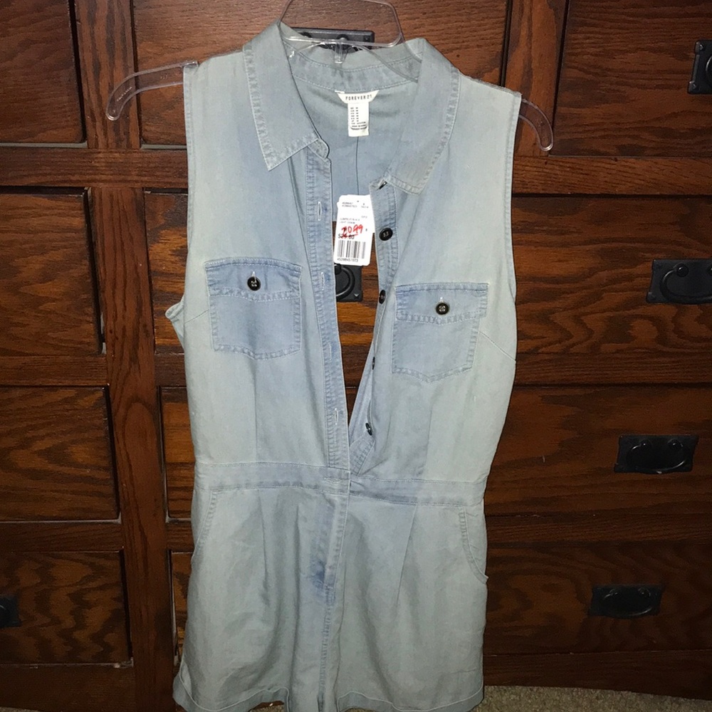Light denim romper
